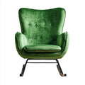 Sedia a dondolo verde con schienale alto in velluto di poliestere e acciaio 75 x 90 x 105 cm