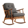Sedia a dondolo grigia 67 x 92 x 98 cm in legno massello di frassino e poliestere con schienale alto sagomato