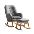 Poltrona a dondolo con poggiapiedi grigio 67 x 100 x 98 cm in poliestere e legno massello