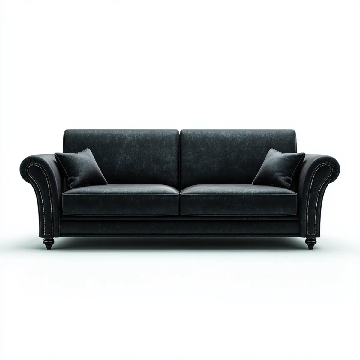 Divano 2 posti nero in poliestere effetto velluto 180 x 85 x 90 cm rettangolare