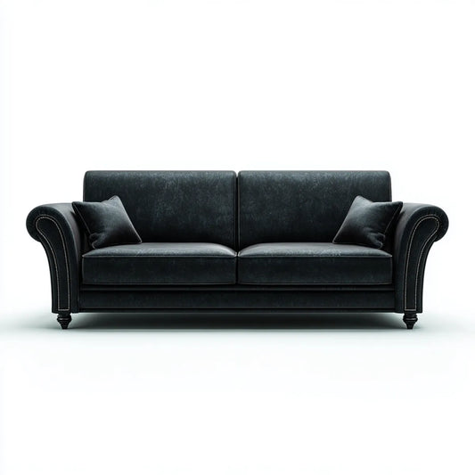 Divano 2 posti nero in poliestere effetto velluto 180 x 85 x 90 cm rettangolare