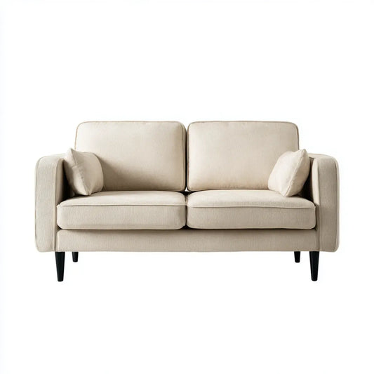 Divano 2 posti beige in poliestere con struttura in multistrato rettangolare 148 x 82 x 84 cm