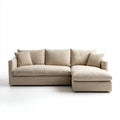 Divano angolare 3 posti con chaise longue destra beige in poliestere 250 x 160 x 85 cm