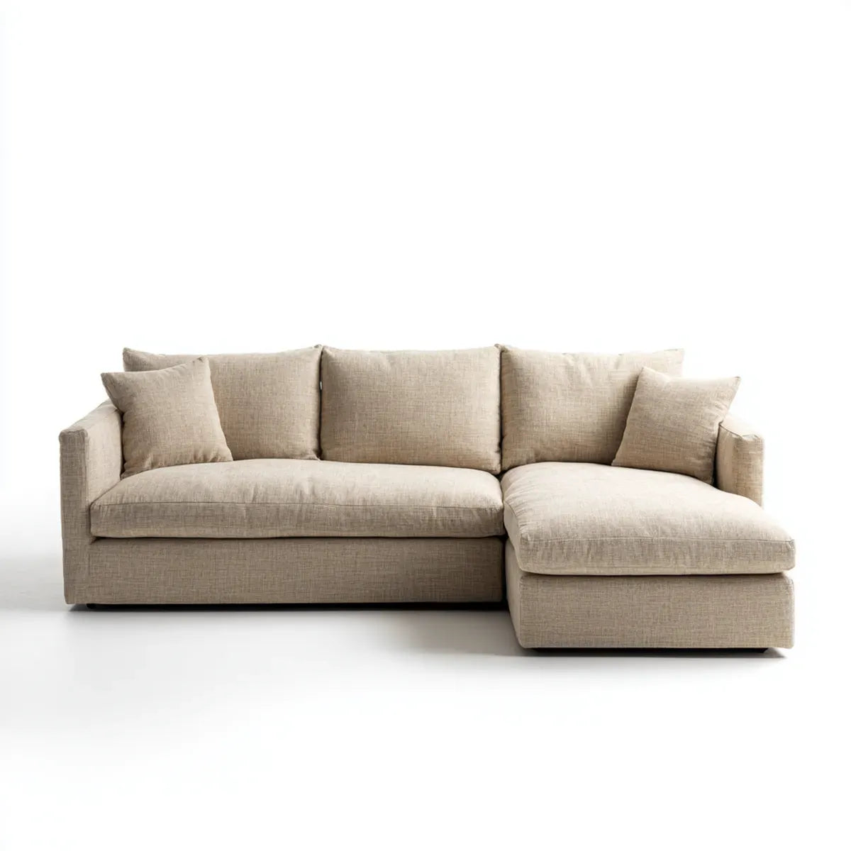 Divano angolare 3 posti con chaise longue destra beige in poliestere 250 x 160 x 85 cm