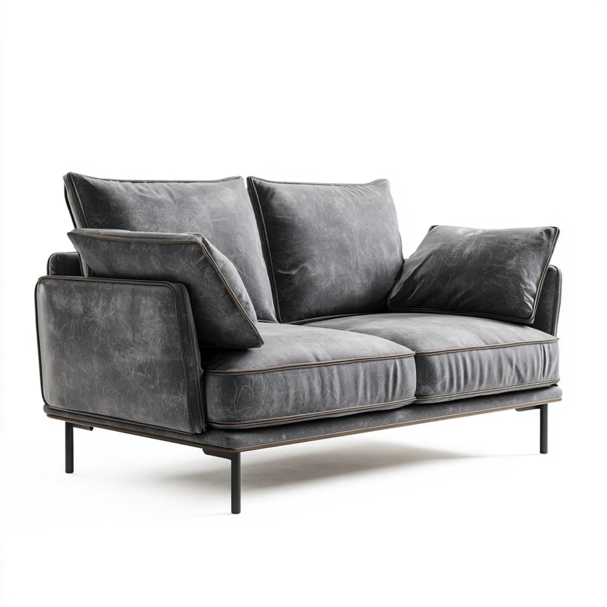 Divano 2 posti grigio scuro 170 x 95 x 82 cm in pelle sintetica PU rettangolare