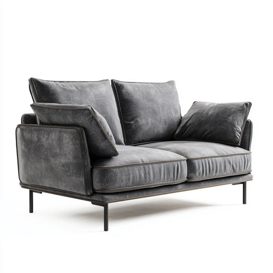 Divano 2 posti grigio scuro 170 x 95 x 82 cm in pelle sintetica PU rettangolare