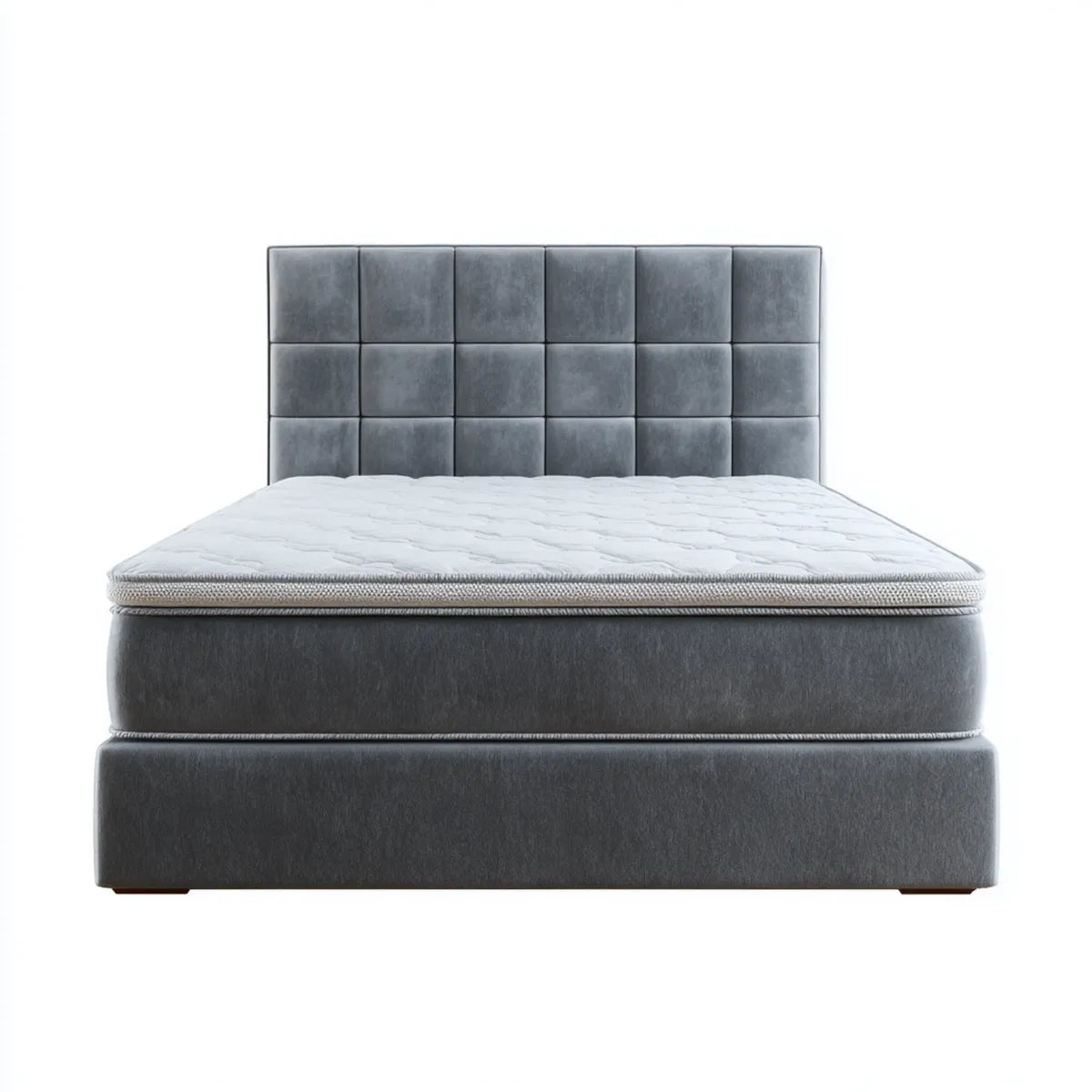 Letto matrimoniale imbottito grigio scuro 160 x 200 cm in velluto di poliestere rettangolare con materasso