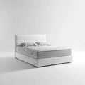 Letto matrimoniale con materasso bianco 160 x 200 cm in pelle sintetica PU rettangolare