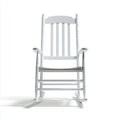 Sedia a dondolo classica bianca in legno massello con schienale a doghe 55 x 73 x 110 cm