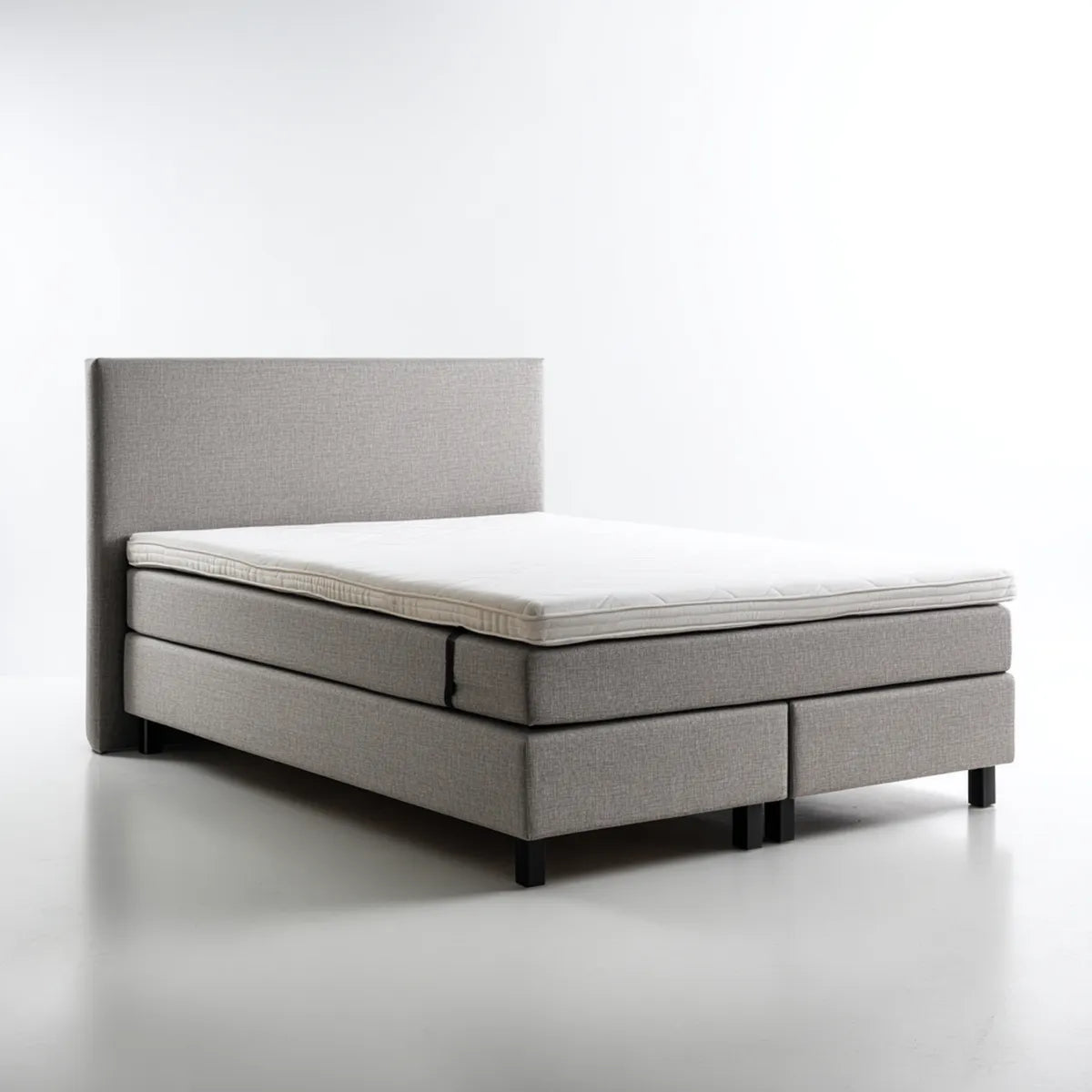 Letto boxspring matrimoniale grigio 160 x 200 cm con materasso in poliuretano e testiera rettangolare