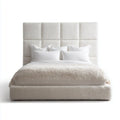 Letto matrimoniale imbottito bianco in poliestere bouclé 160 x 200 cm con testiera rettangolare