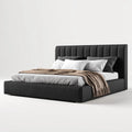Letto matrimoniale imbottito nero 160 x 200 cm in poliestere rettangolare
